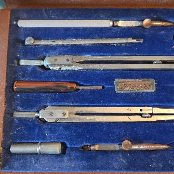Vintage Charvos Drafting Set 1940s USA 10 Piece AS IS Read - Picture 4 of 11
